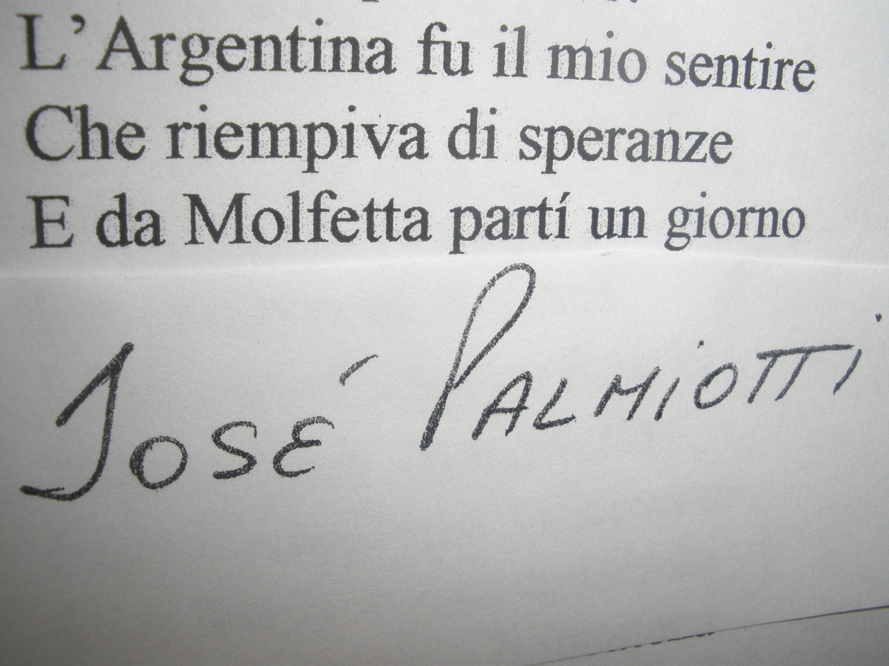 Jose Palmiotti: lamore di un emigrante per la propria terra